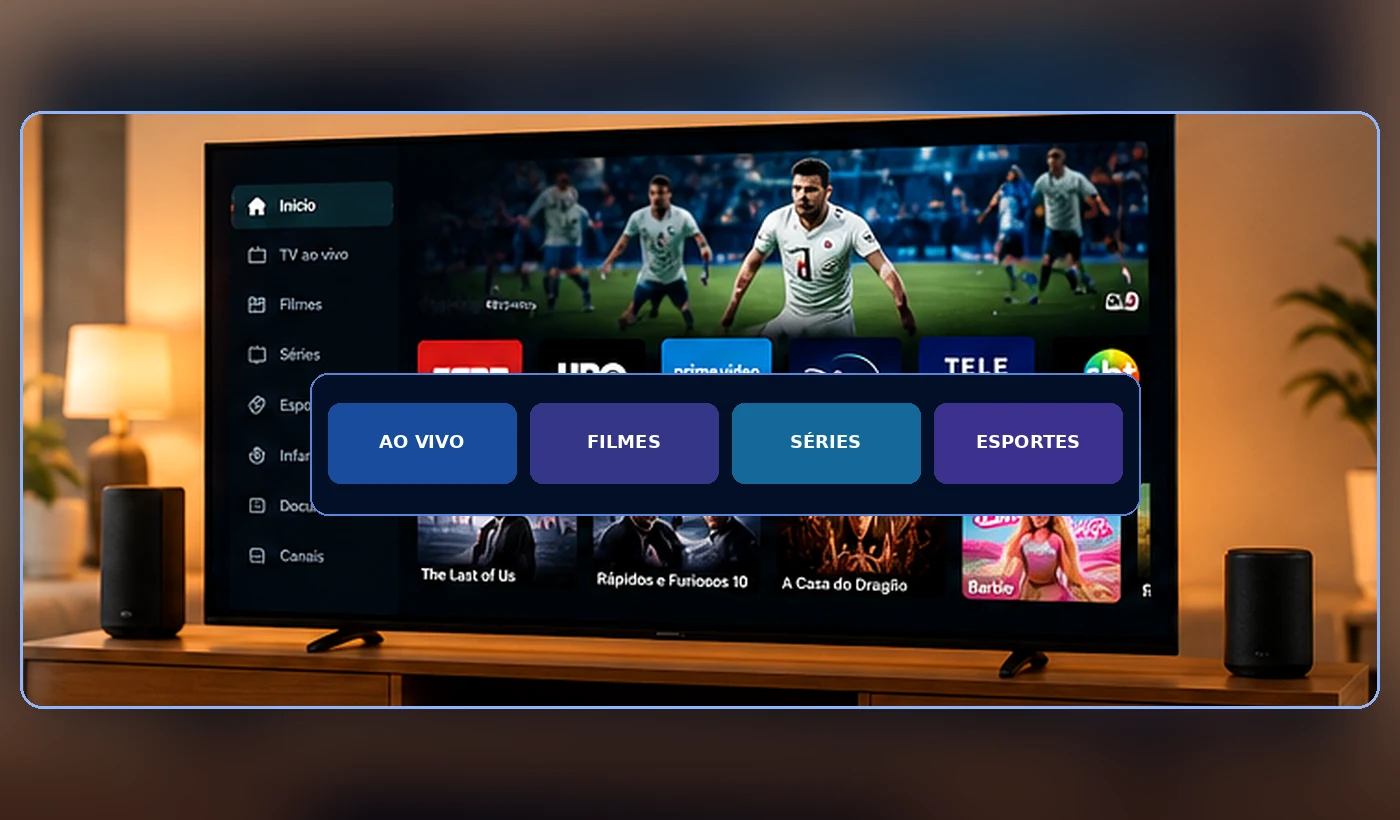 Imagem ilustrativa de canais ao vivo, filmes e séries em Smart TV